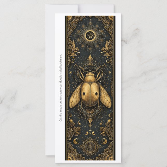 Create Your Own Gold Ladybug Bookmark Card (Anverso)