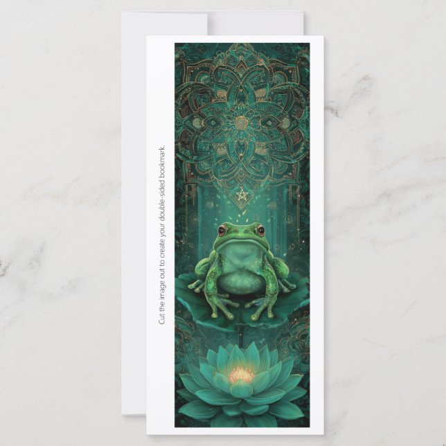 Create Your Own Green Frog Lotus Bookmark Card (Anverso)