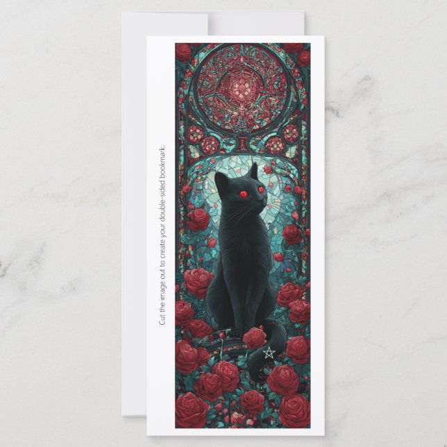 Create Your Own Magical Black Cat Bookmark Card (Anverso)