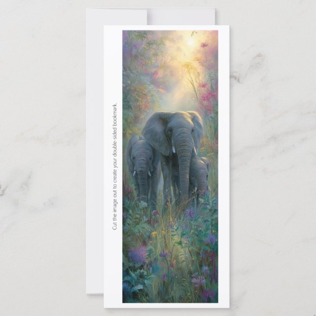 Create Your Own Meadow Elephants Bookmark Card (Anverso)