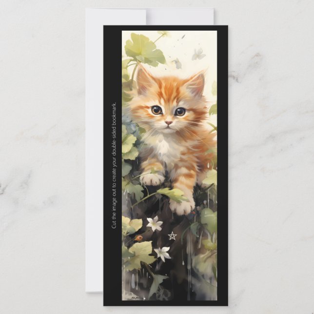 Create Your Own Orange Kitten Floral Bookmark Card (Anverso)