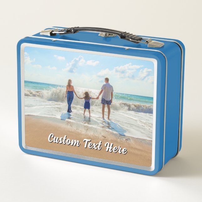 Create Your Own Photo Metal Lunch Box with Text (Reverso)