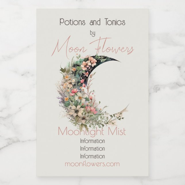 Create Your Own Pink Meadow Floral Crescent Moon (Etiqueta única)