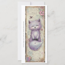 Create Your Own Purple Fox Floral Bookmark Card