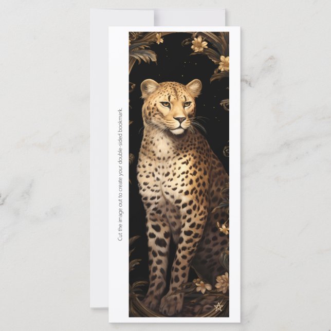 Create Your Own Regal Cheetah Floral Bookmark Card (Anverso)
