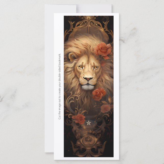 Create Your Own Regal Lion Roses Bookmark Card (Anverso)