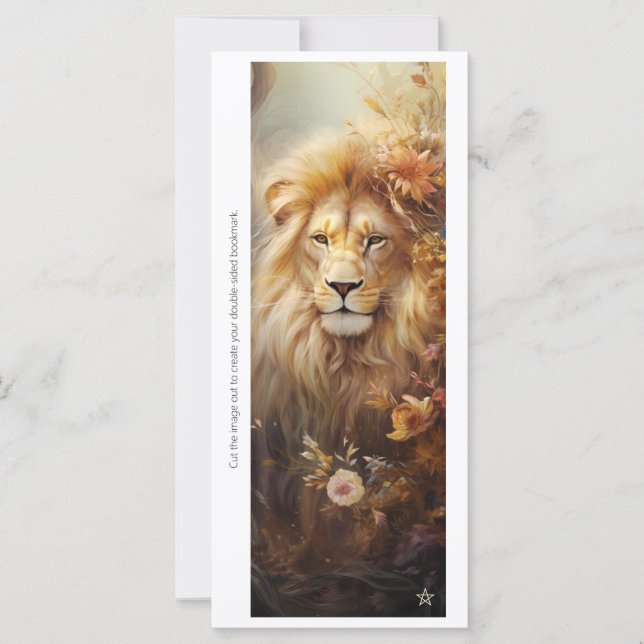 Create Your Own Romantic Floral Lion Bookmark Card (Anverso)
