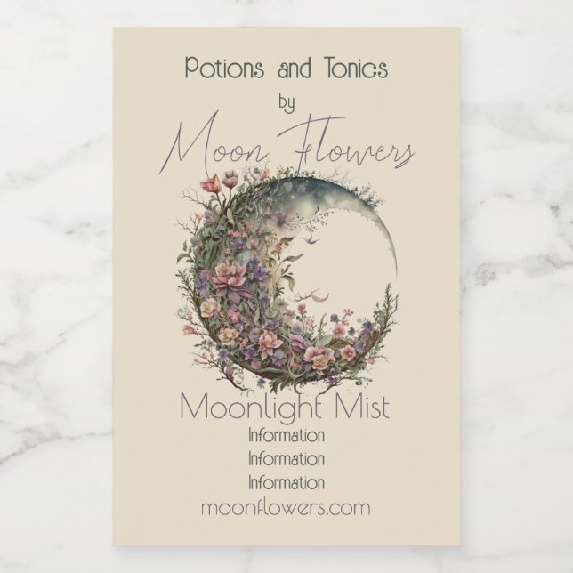 Create Your Own Romantic Roses Floral Moon (Etiqueta única)
