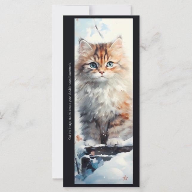 Create Your Own Snowy Orange Kitten Bookmark Card (Anverso)