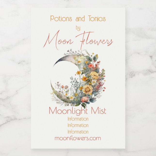 Create Your Own Sunny Floral Crescent Moon (Etiqueta única)