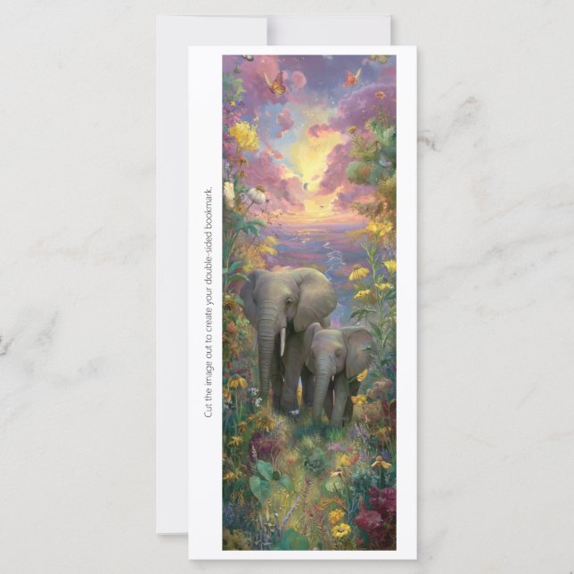 Create Your Own Sunrise Elephants Bookmark Card (Anverso)