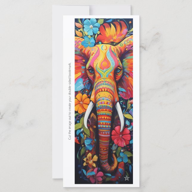 Create Your Own Tribal Elephant Bookmark Card (Anverso)