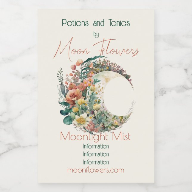 Create Your Own Tropical Floral Crescent Moon (Etiqueta única)