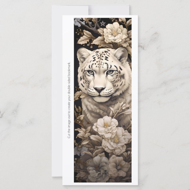 Create Your Own White Tiger Roses Bookmark Card (Anverso)