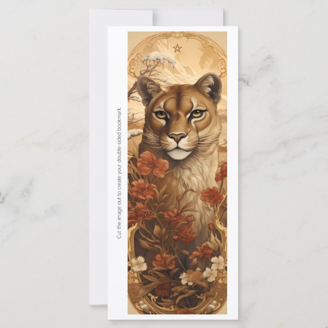 Create Your Own Wild Puma Floral Bookmark Card (Anverso)
