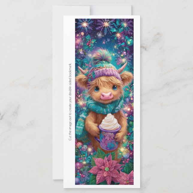 Create Your Own Winter Highland Calf Bookmark Card (Anverso)