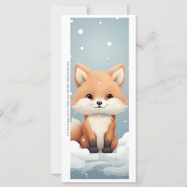 Create Your Own Wintery Red Fox Bookmark Card (Anverso)