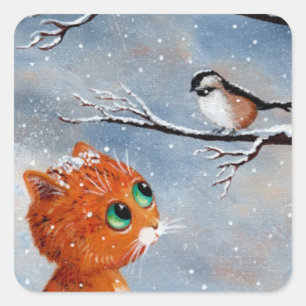 Creationarts Pegatinas de gatos de invierno