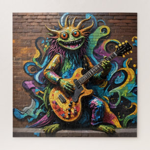 Creatividad de guitarra rompecabezas del graffiti