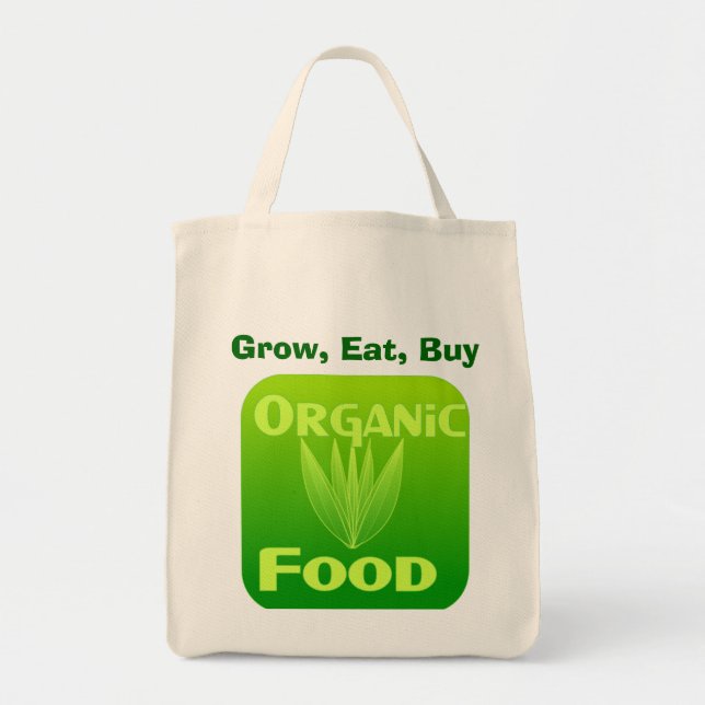 Crecer, comer, comprar bolsa de comida orgánica (Frente)