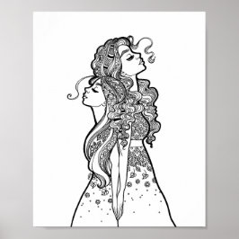 Crecer juntos - Retrato de arte de la Línea de Hij