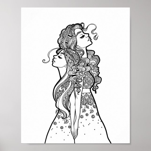 Crecer juntos - Retrato de arte de la Línea de Hij (Frente)