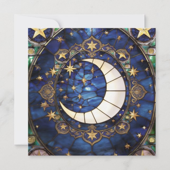 Creciente Celestial Vidrio Pintado Ornado Luna (Anverso)