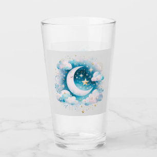 Creciente Lunar Celeste Azul y Blanco Boho Moderno