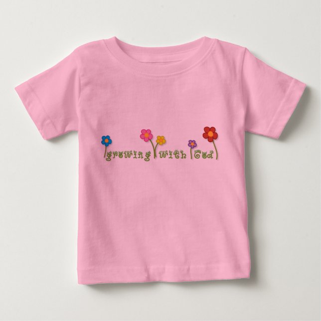 Crecimiento con la camiseta cristiana del bebé de (Anverso)