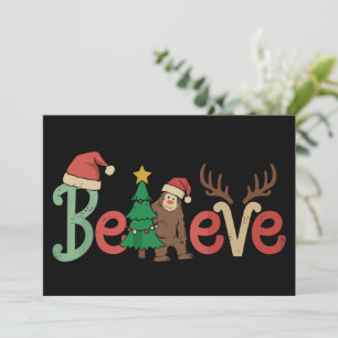 Cree en Bigfoot Sasquatch Santa Reno Cielo Navidad
