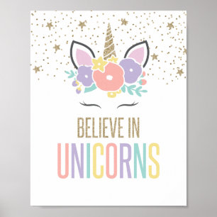 Cree en Unicornios Póster de Unicornio Arcoíris