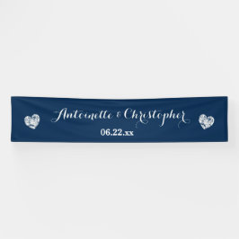 Cree su pancarta Boda A02 Blue Grunge Hearts