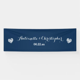 Cree su pancarta Boda A02 Blue Grunge Hearts