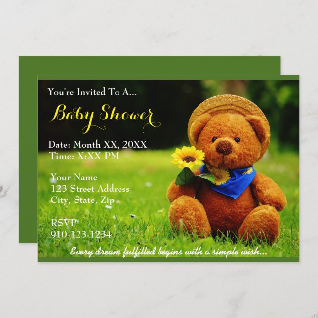 Cree su propia invitación de Baby Shower (Anverso / Reverso)