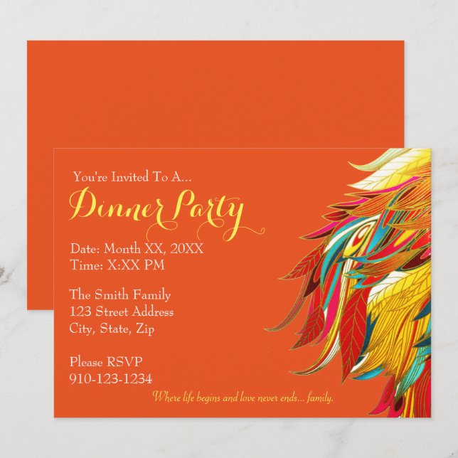 Cree su propia invitación del fiesta de cena (Anverso / Reverso)