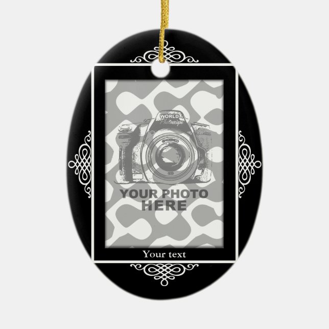 Cree su propio marco oval del negro del ornamento (Frente)