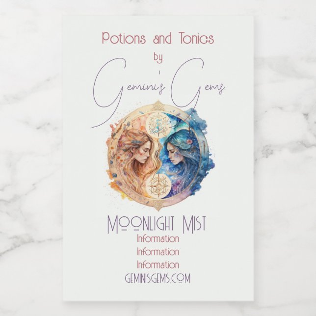 Cree su propio Zodiac Gemini Gemini Gold y Blue (Etiqueta única)