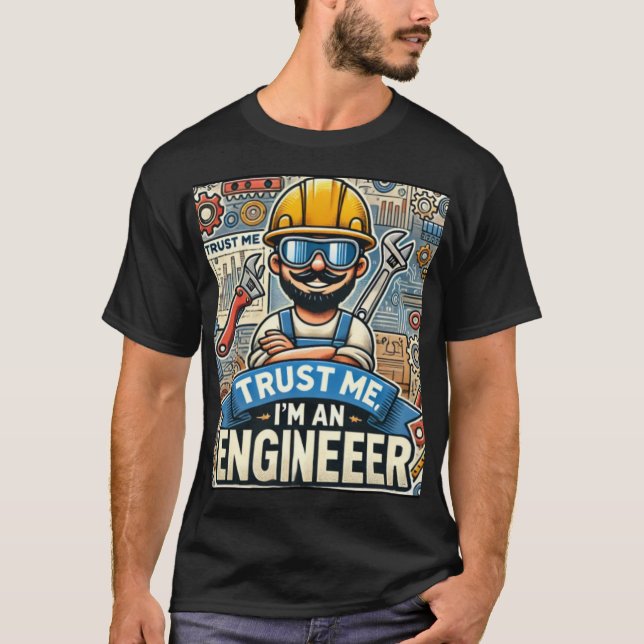 "Créeme, soy ingeniero" camiseta oscura 3D (Anverso)