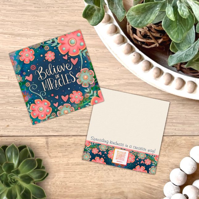 Creencia floral en milagros tarjetas de amabilidad (Pretty floral Believe in miracles, Inspirivity kindness cards. Perfect for random acts of kindness.)
