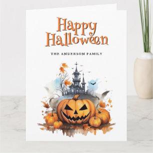 Creepe tarjeta de halloween fantasma Jack O’Lanter