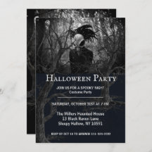 Creepy Bird Skull Halloween Party Invitación