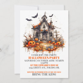 Creepy Cabin Happy Halloween Party Invitaciones