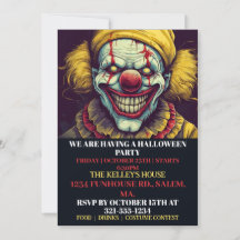Creepy Clown Happy Halloween Party Invitaciones