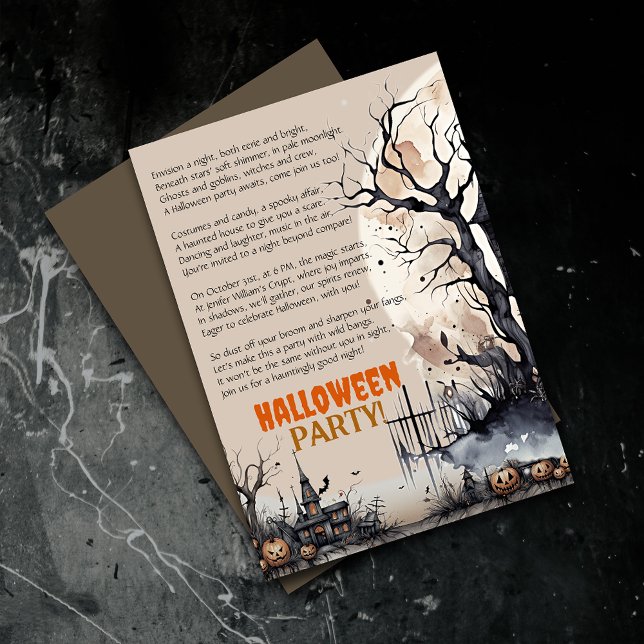 Creepy Halloween Spooky Fiesta Invitación al poema (Elevate your upcoming event with uniquely designed Halloween invitations featuring a spooky poem!)