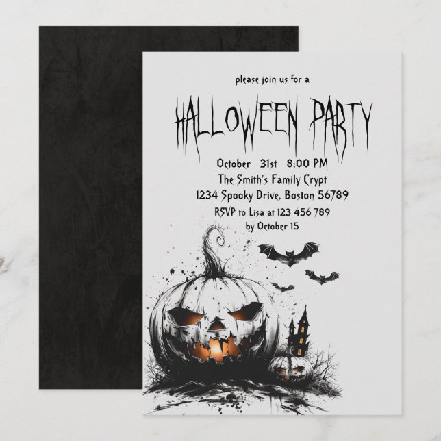 Creepy Pumpkins Halloween Party Invitación (Anverso / Reverso)