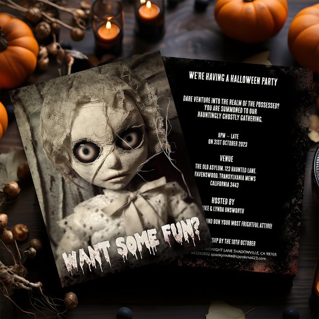 Creepy Sack Doll Budget Invitación de Halloween pa (Subido por el creador)