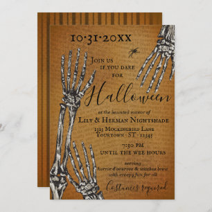 Creepy Skeleton Hands Halloween Party Invitación