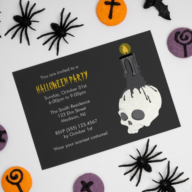 Creepy Skull Candle Halloween Party Invitaciones (Subido por el creador)