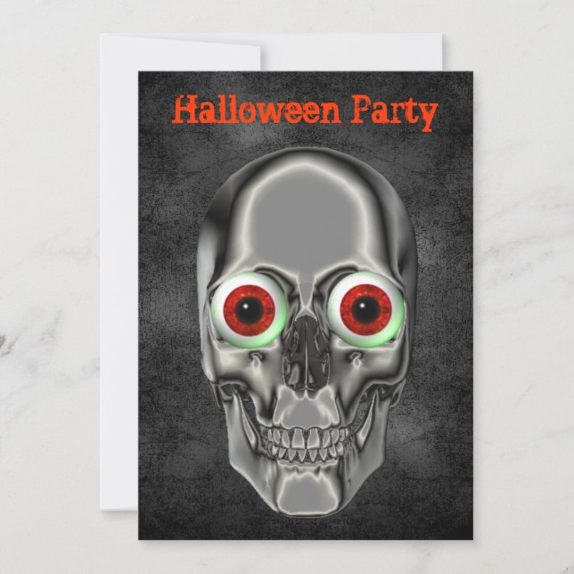 Creepy Skull Eyeballs Invitación a Halloween (Anverso)