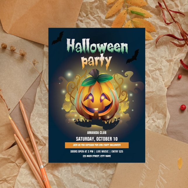 Creepy Skull Halloween Party Invitación (Subido por el creador)